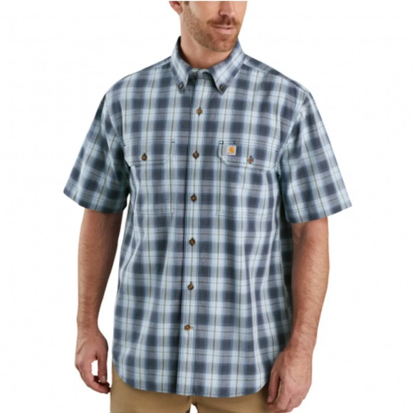 Carhartt Original Fit Short Sleeve Plaid Button‎ Down Shirt Bluestone Size Large - Picture 1 of 8